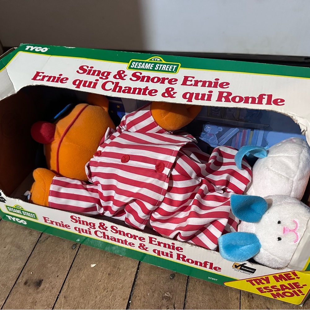 Sesame Street Ernie Plush in Red and White Pajamas